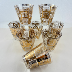 Golden Celeste Briard Glasses, set of eight, circa 1957